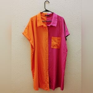 Colorblock Shirt Dress